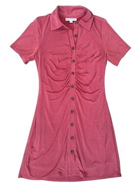 And Now This Ruched Button-Front Dress Pink sz  S